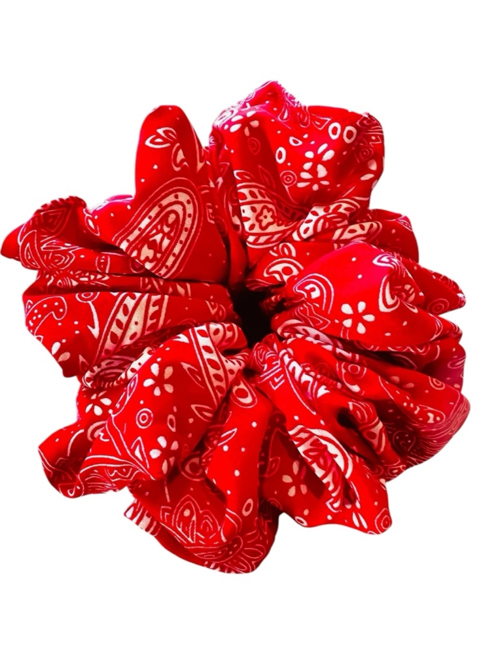 Red White Bandana Print Hair Scrunchie New